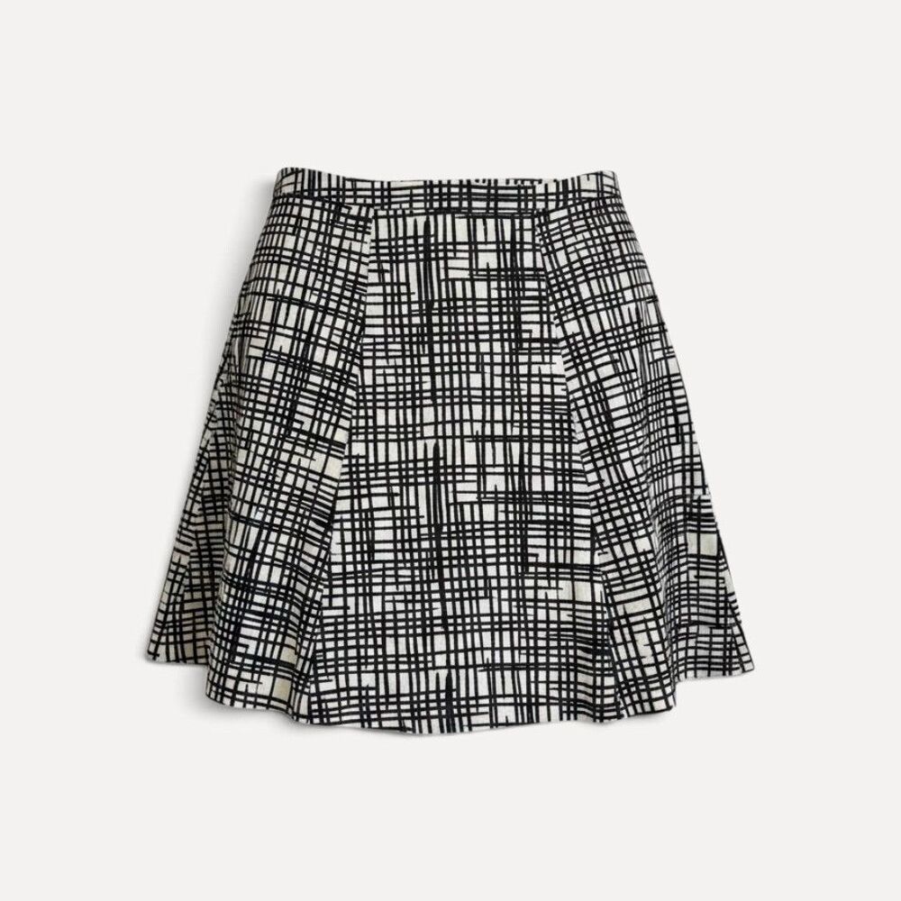 Ava & Viv NWT 22W 3X Black White A-Line Skirt Grid Print Plus Size